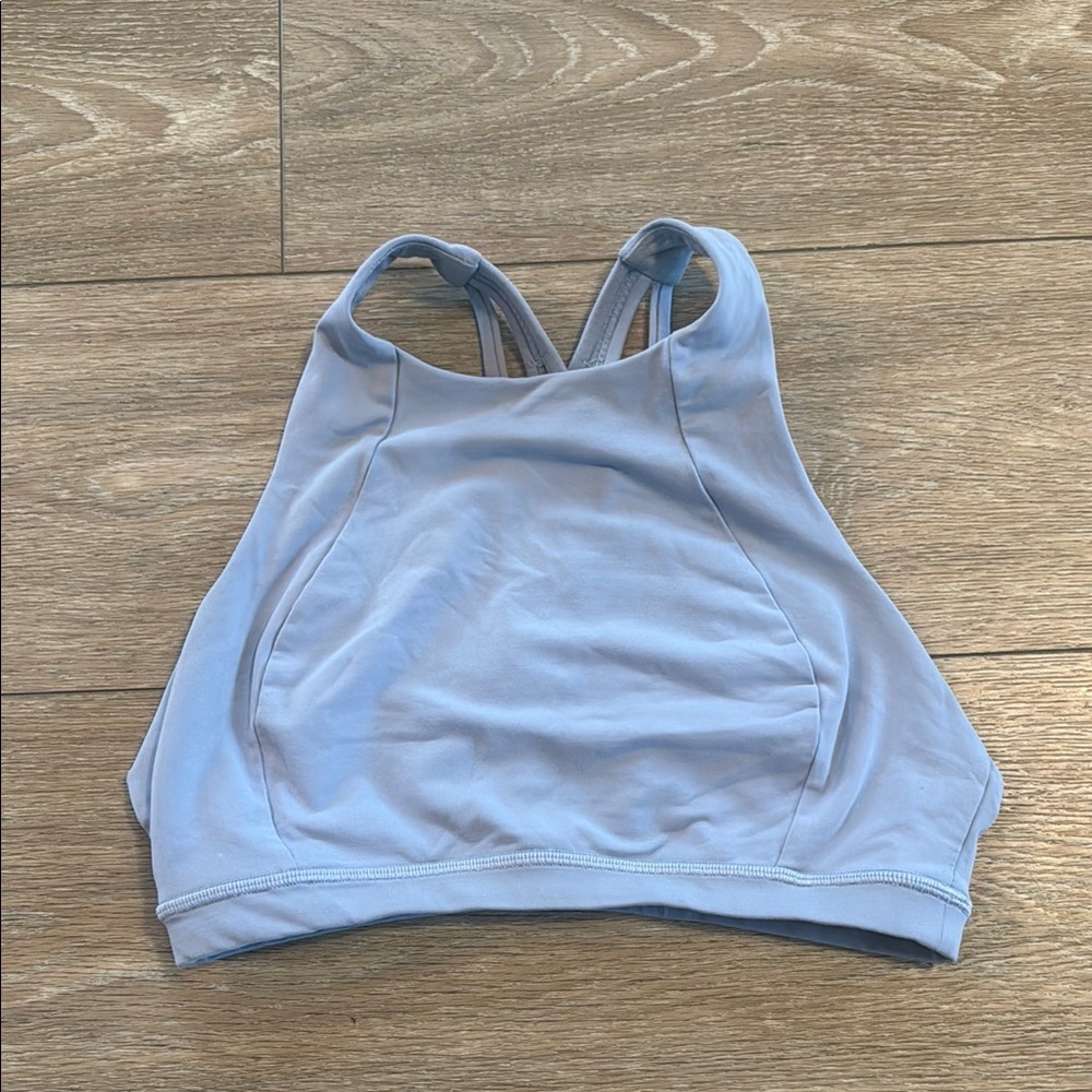 High Neck Light Blue Sports Bra